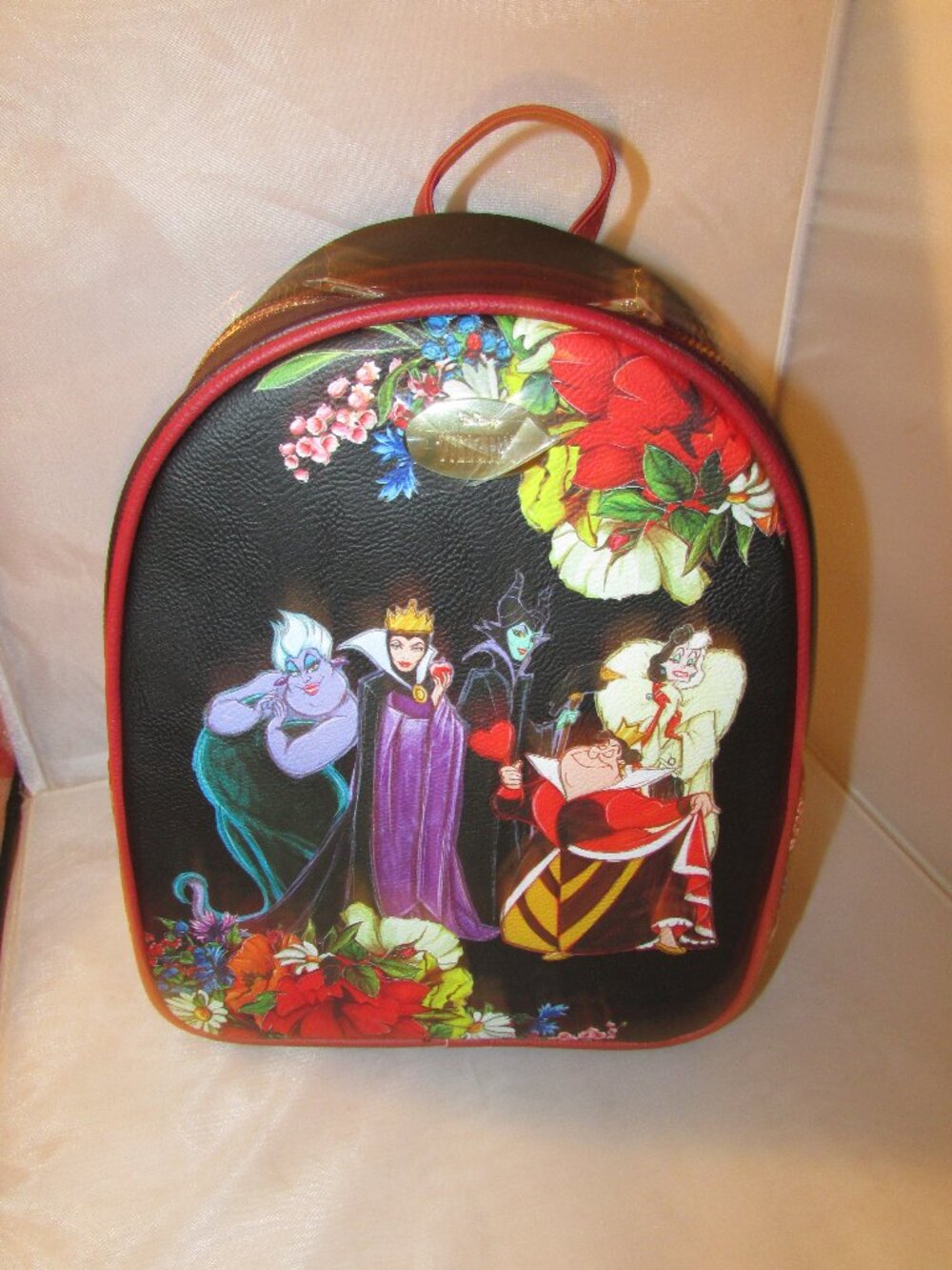 Neon Tuesday Disney Villains Red Floral Backpack New With Tags